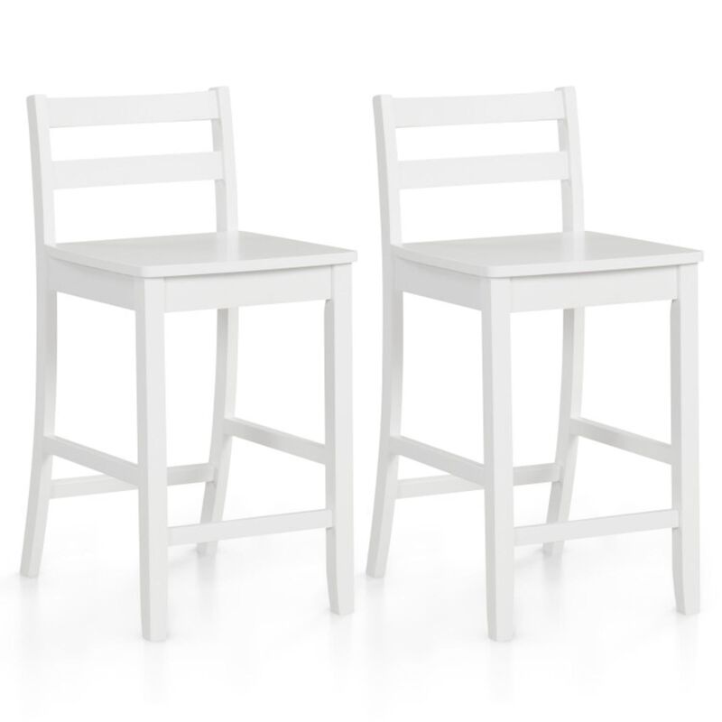 Hivvago Wooden Bar Stools Set of 2 with Ergonomic Backrest and Footrest
