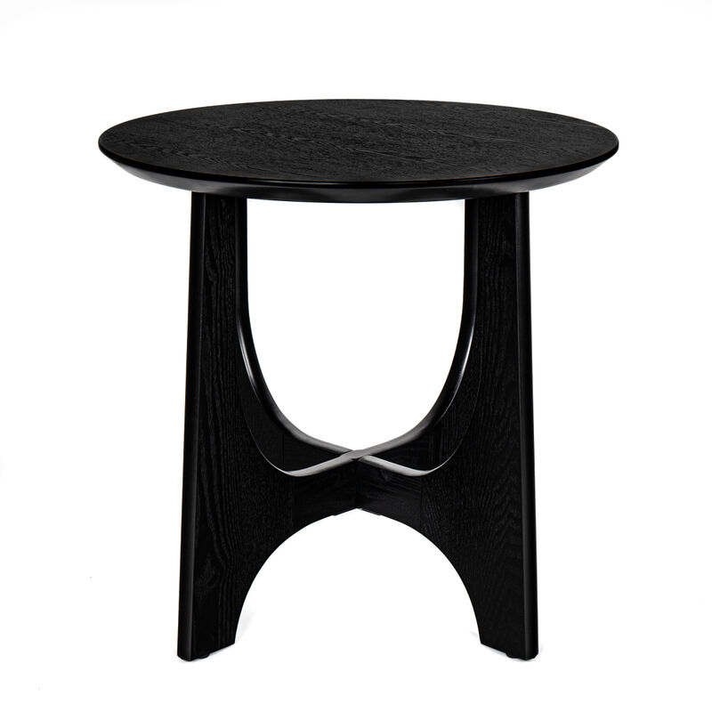 25" Round End Table, Wooden Side Table, Nightstand For Bedroom, Living Room, Reception Room