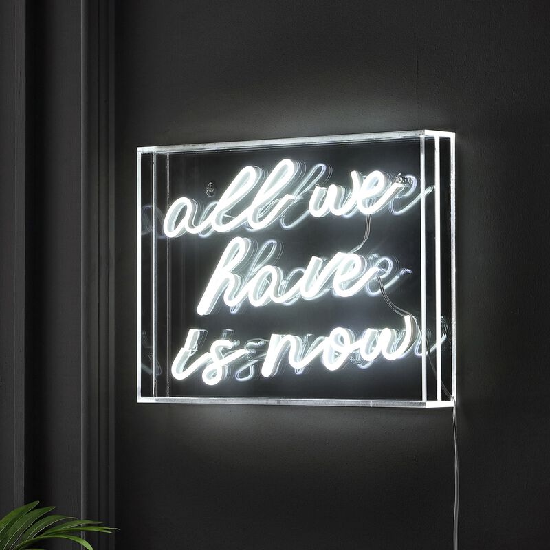 All We Have Is Now 14" X 10" Contemporary Glam Acrylic Box USB Operated LED Neon Light