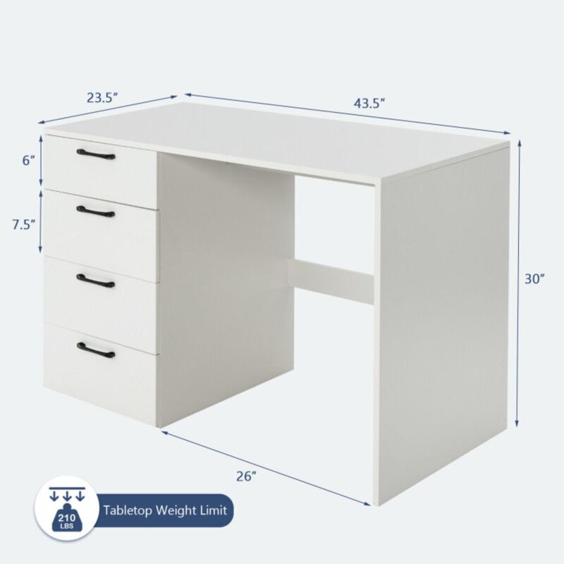 Hivvago 43.5 Inch Computer Desk with 4 Large Drawers