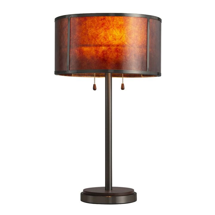 NOVA OF CALIFORNIA Layers Natural Mica Table Lamp - 25, Charcoal Grey Wood & Gunmetal