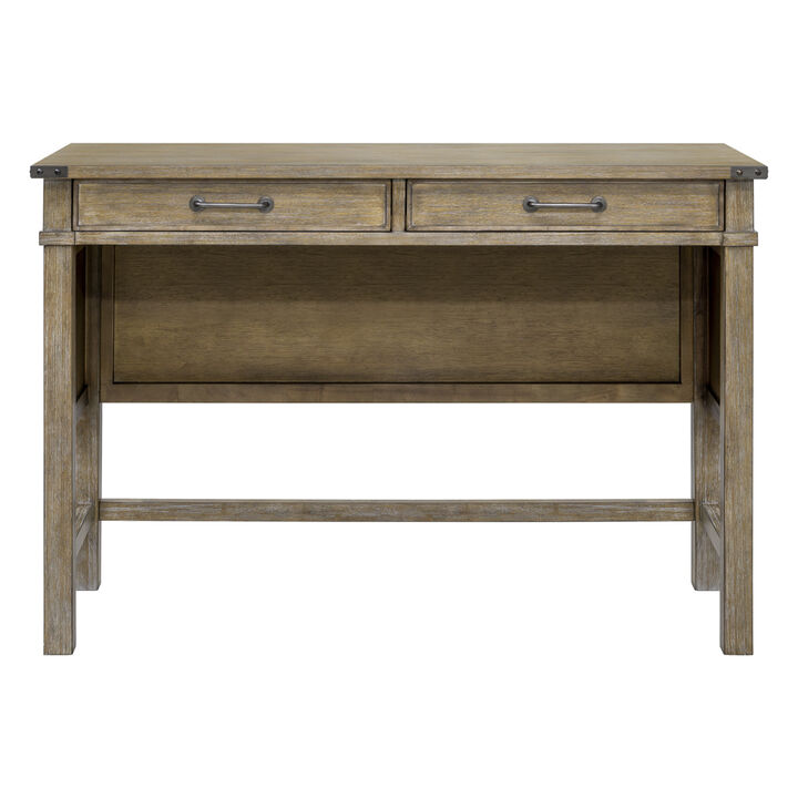 Gracie Mills Jerrell Rustic 2-Drawer Occasional Table in Natural Finish