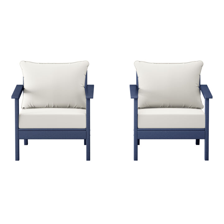 WestinTrends Outdoor Modern HDPE Patio Club Chairs with Deep Seat Cushions (Set of 2)