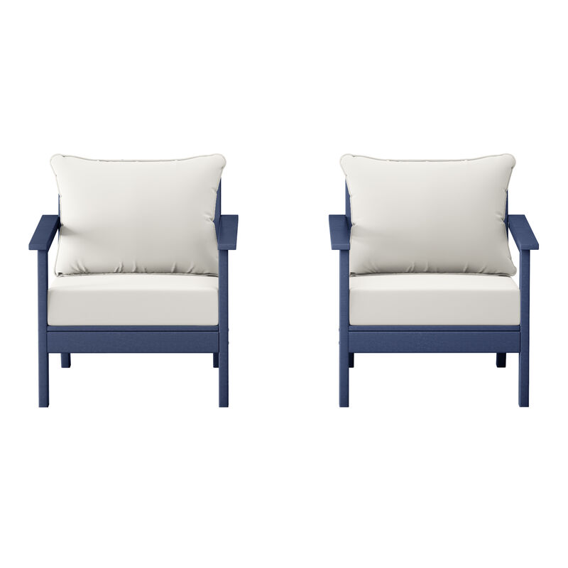 WestinTrends Outdoor Modern HDPE Patio Club Chairs with Deep Seat Cushions (Set of 2)