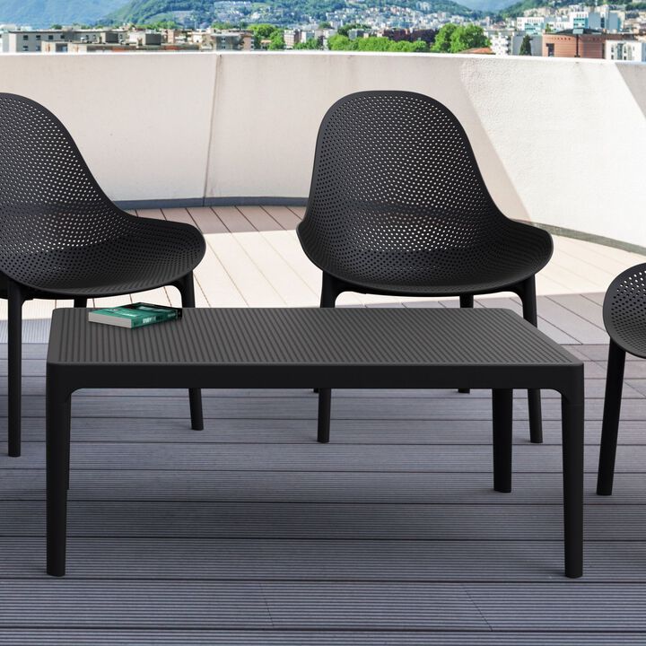 39.5" Yellow Patio Solid Rectangular Lounge Coffee Table