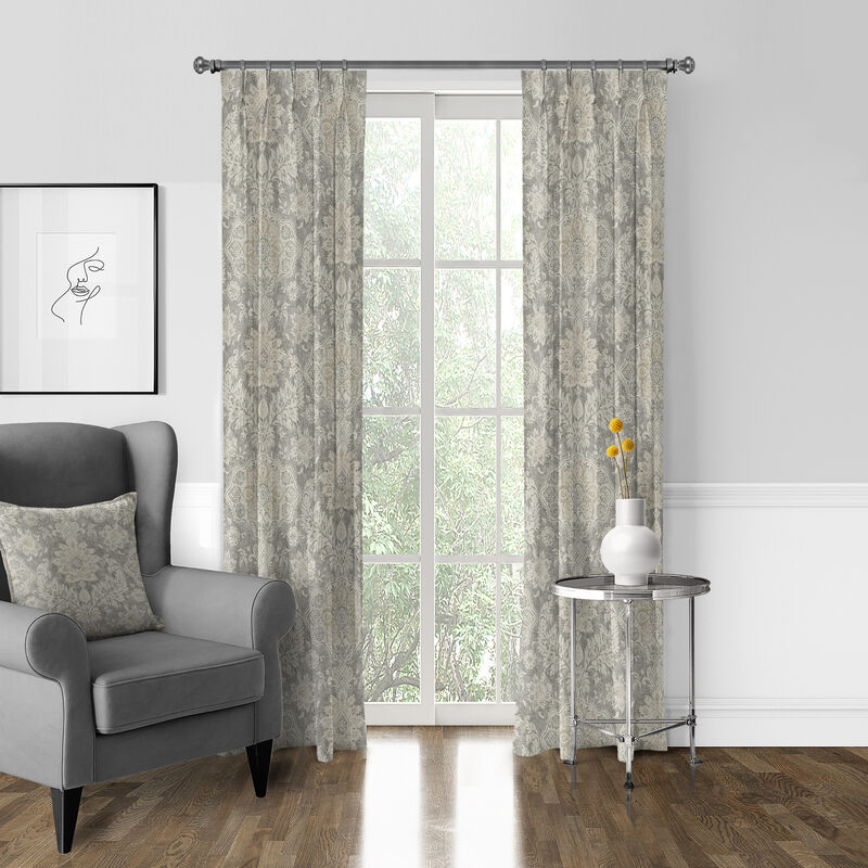 6ix Tailors Fine Linens Osha Taupe/Beige Pinch Pleat Drapery Panel Pair