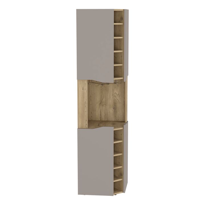Obregon Corner Bar Cabinet, Ten Built-in Wine Rack, Single Door -Macadamia / Taupe