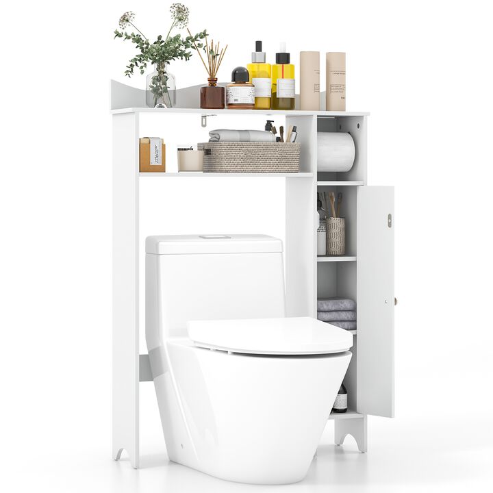 Costway Over the Toilet Storage Cabinet w/Toilet Paper Holder Adjustable Shelves White