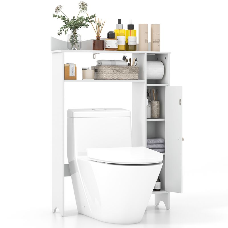 Costway Over the Toilet Storage Cabinet w/Toilet Paper Holder Adjustable Shelves White