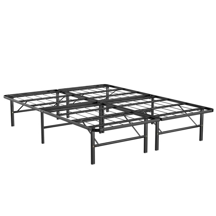 Full/Queen Size Foldable Metal Platform Bed with Tool-Free Assembly