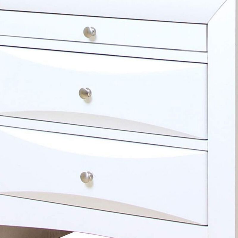 Contemporary 3 Drawer Wood  Nightstand By Ireland, White-Benzara