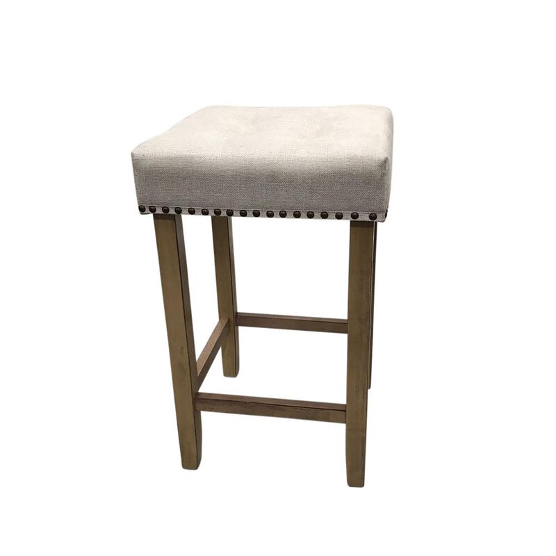 Carolina Living Sadie Tufted Upholstered Barstool - Set of 2 - Light Oak - Cream Upholstery
