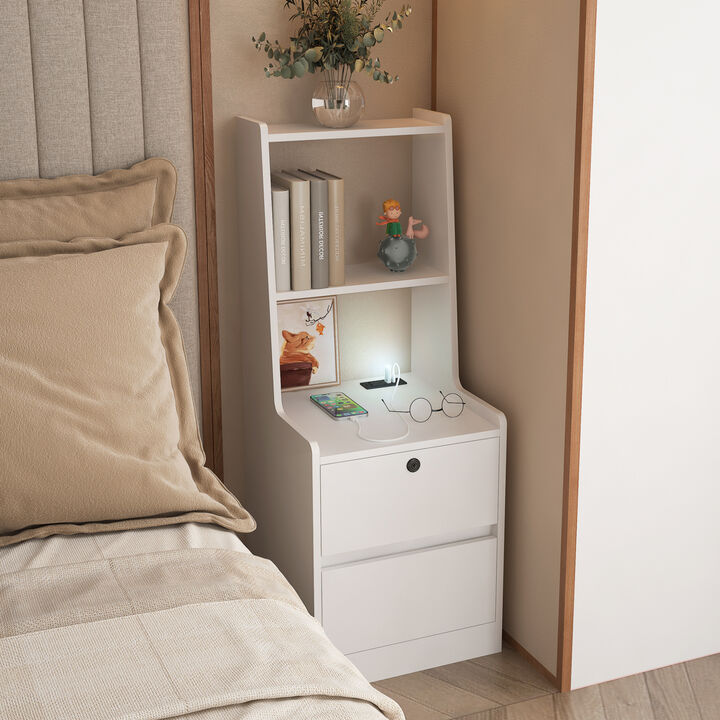 Streamdale Locking Nightstand with Charging and Storage