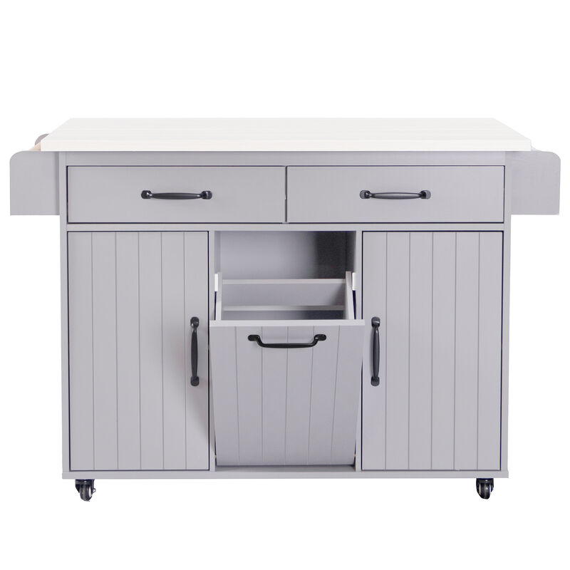 Merax Rolling Kitchen Island on Wheels with Adjustable Shelf