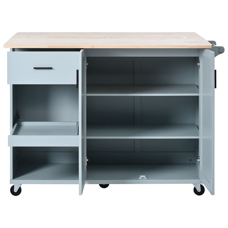 Merax Kitchen Island with Foldable Counter Top and Towel Rack