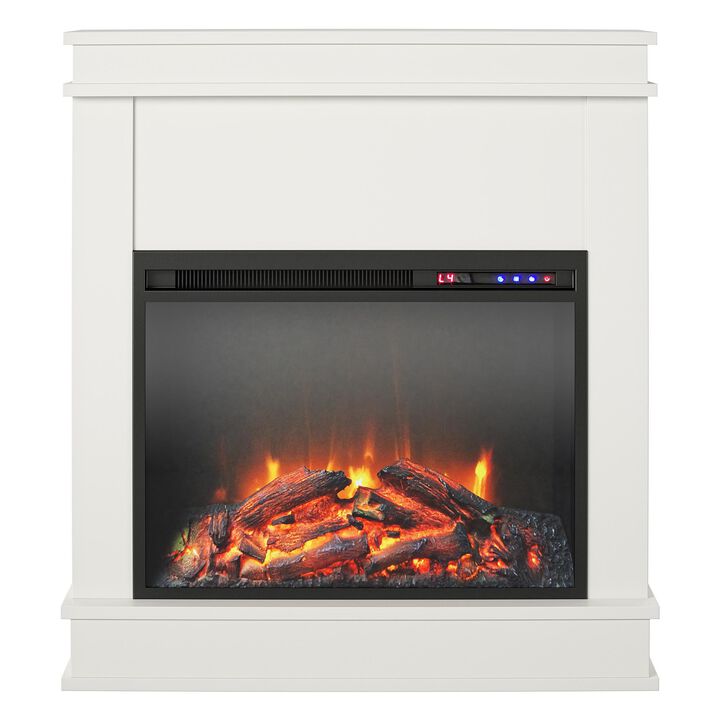 Ameriwood Home Mateo Electric Fireplace Space Heater with Mantel and Touchscreen Display