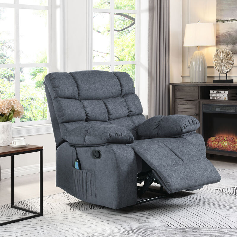 Elegant Pillow Tufted Massage Recliner with Remote Control