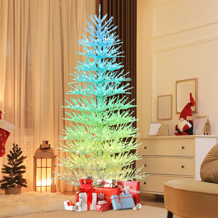 Artificial Pre-lit Christmas Tree Hinged Xmas Tree with Coral-like Branch Tips