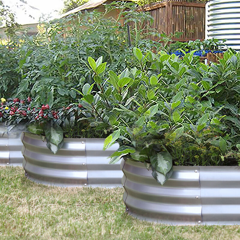 LuxenHome 6’ x 3’ Oval Raised Galvanized Steel Garden Bed Planter