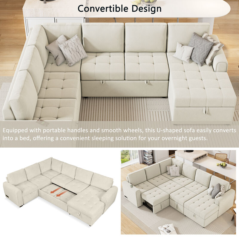 Merax U-shaped Sofa Sectional Sofa with A Storage Chaise Lounge
