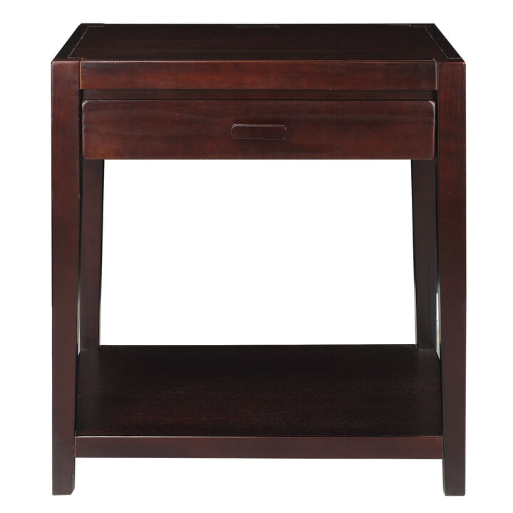 Casual Home Notre Dame Nightstand with USB Ports-Espresso, 18.75 in x 24 in x 26 in (D x W x H)