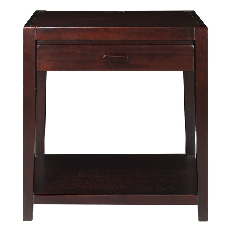 Casual Home Notre Dame Nightstand with USB Ports-Espresso, 18.75 in x 24 in x 26 in (D x W x H)