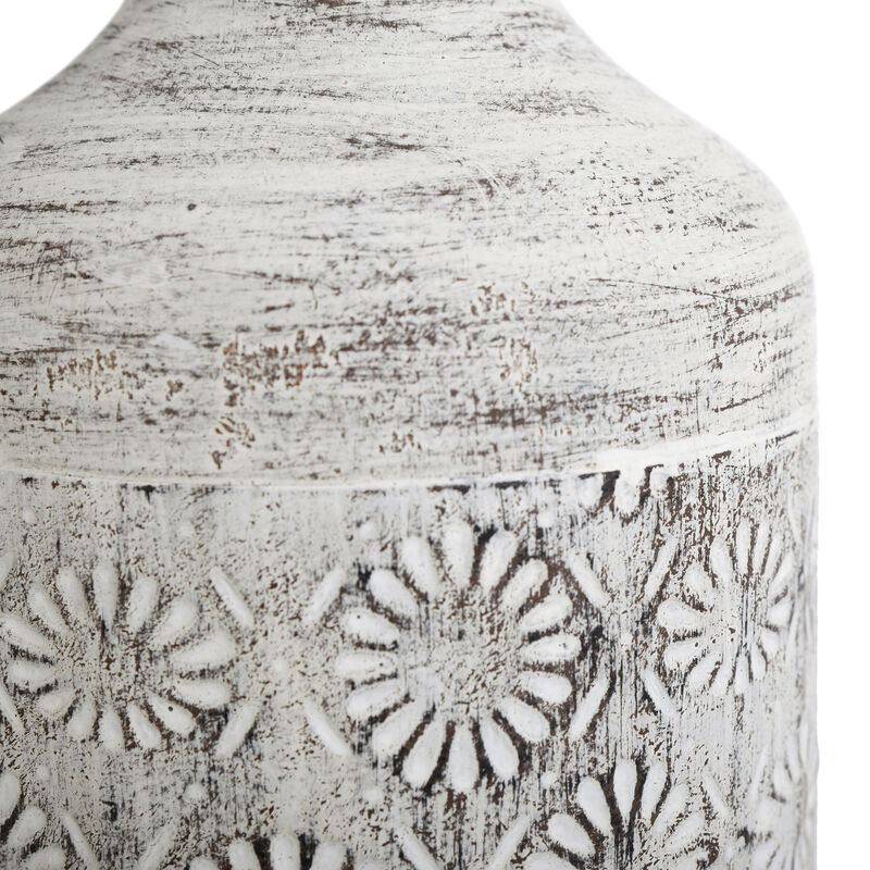 Large White Washed Floral Vase