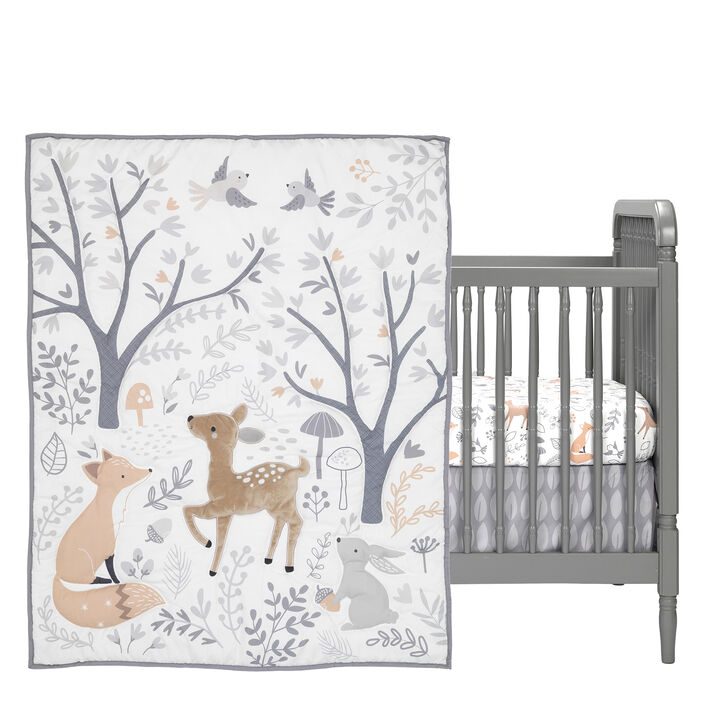 Bedtime Originals Deer Park 3-Piece Crib Bedding Set - Gray, Animals, Woodland