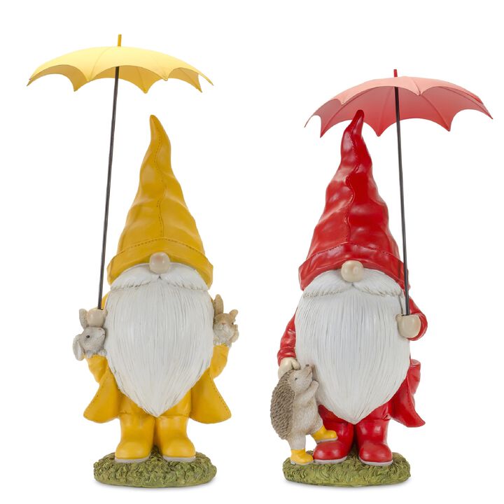 Garden Gnome Statues with Umbrella (Set of 2) – Fun Outdoor Decor for Garden, Patio, and Yard