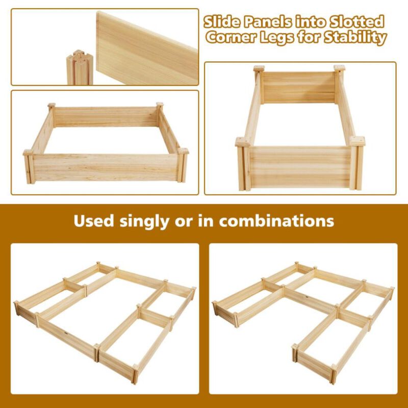 Hivvago U-Shaped Wooden Garden Raised Bed for Backyard and Patio