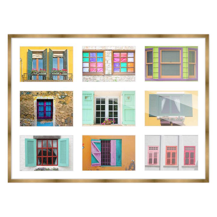 14.5x20.5 Wood Collage Frame with White Mat For 9 4x6 Pictures