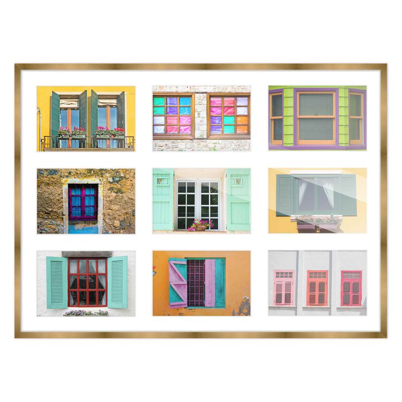 14.5x20.5 Wood Collage Frame with White Mat For 9 4x6 Pictures
