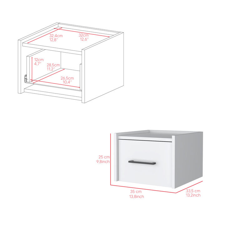 Streamdale Floating Nightstand Calion, Bedroom, White