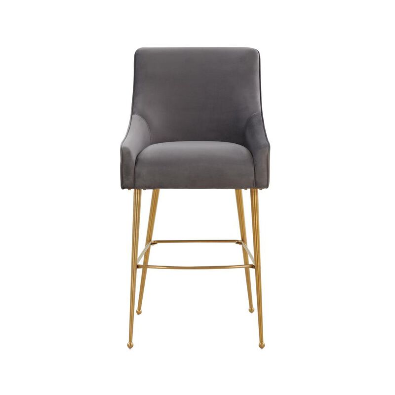 Belen Kox Regal Dark Grey Velvet Counter Stool, Belen Kox