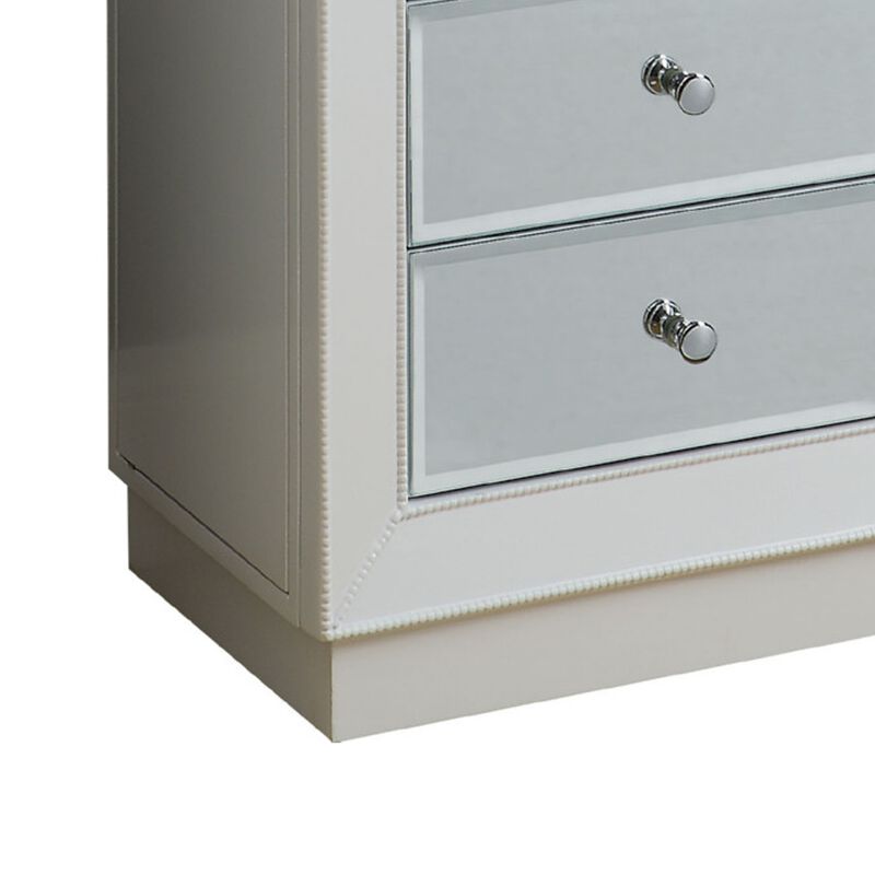 Wood Jewelry Armoire Having 6 Drawers with Mirror Front, White-Benzara