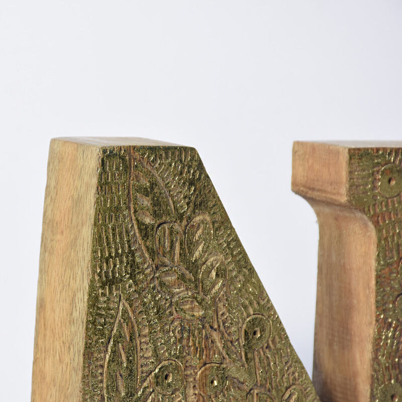 Vintage Natural Gold Handmade Eco-Friendly "N" Alphabet Letter Block For Wall Mount & Table Top Décor