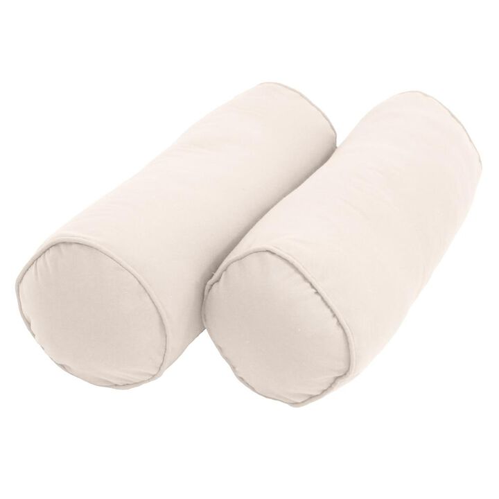 Blazing Needles 20-inch by 8-inch Double-corded Solid Twill Bolster Pillows with Inserts (Set of 2), Natural