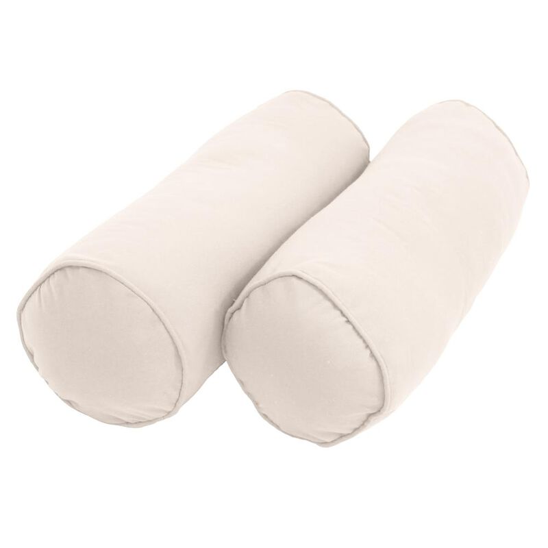 Blazing Needles 20-inch by 8-inch Double-corded Solid Twill Bolster Pillows with Inserts (Set of 2), Natural