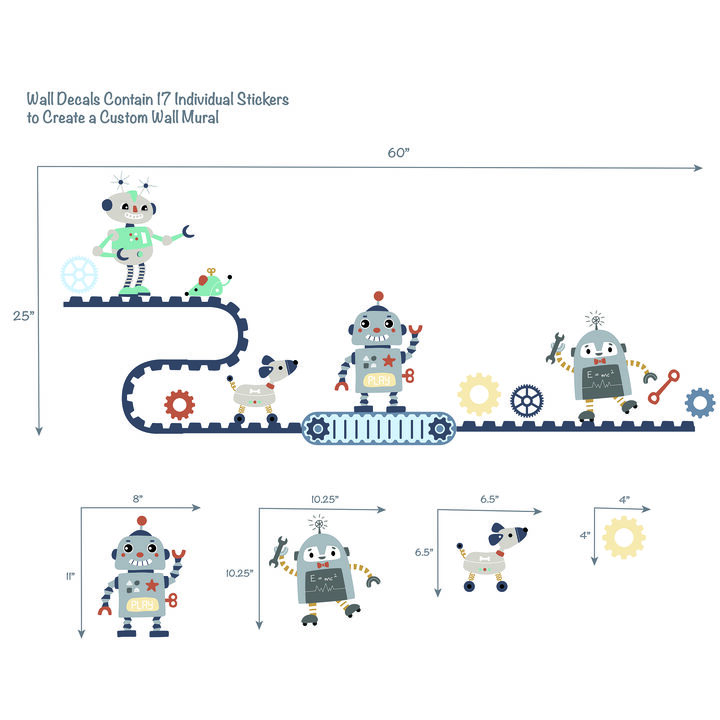 Bedtime Originals Robbie Robot Gray/Blue Wall Decals