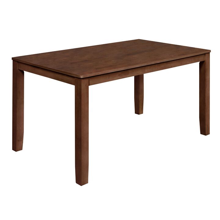Accai Dining Table, Angled Legs, Rectangular Walnut Rubberwood 59 Inch - Benzara