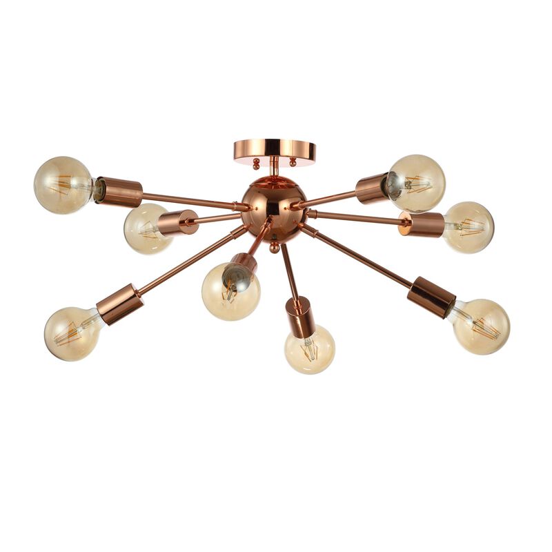 Copper 8-Light Sputnik Metal LED Flush-Mount