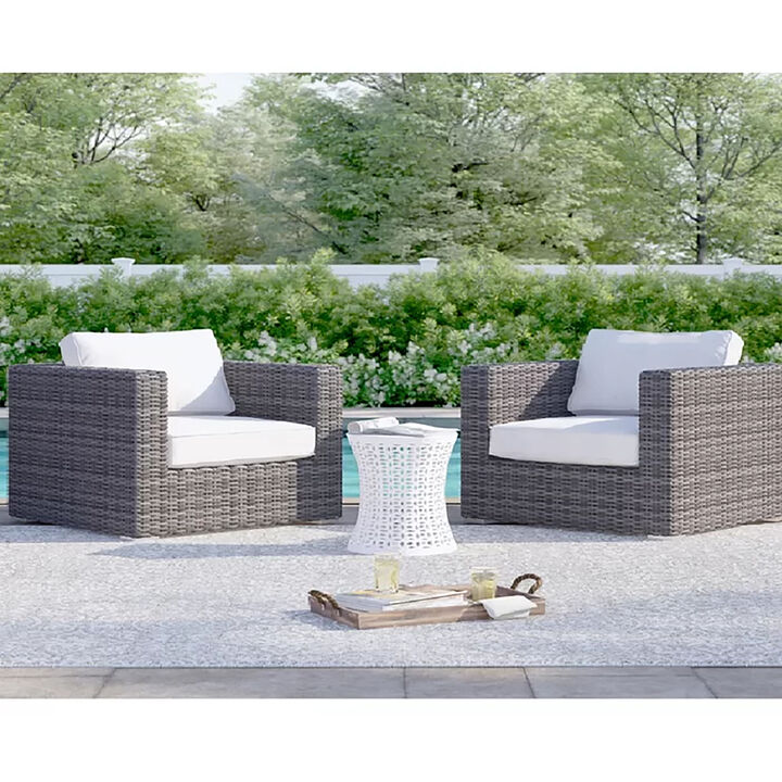 Living Source International Fully Assembled Patio Chair with Cushions (Set of 2) Espresso