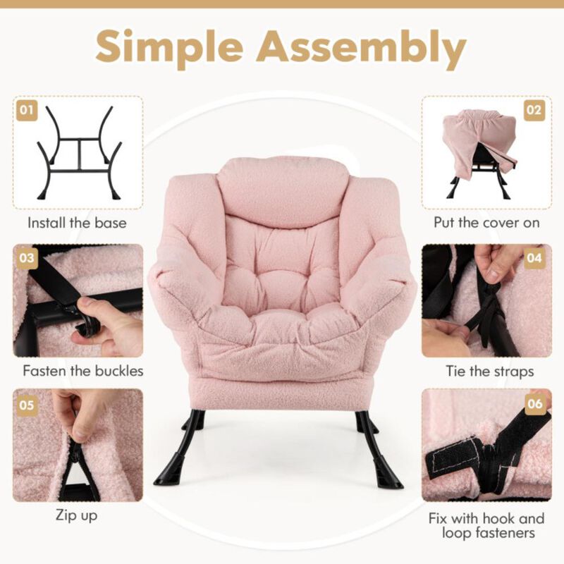 Hivvago Sherpa UpholsteredÂ Accent ChairÂ with Cozy Head Pillow
