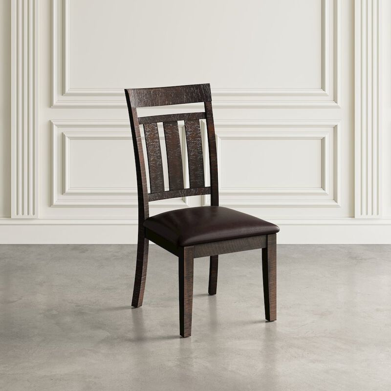 Jofran Distressed Rustic Solid Acacia Upholstered Slat-back Dining Chair (Set of 2)