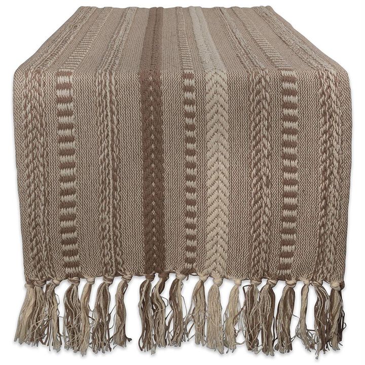 72" Brown Braided Stripe Rectangular Table Runner with Tassel Knots