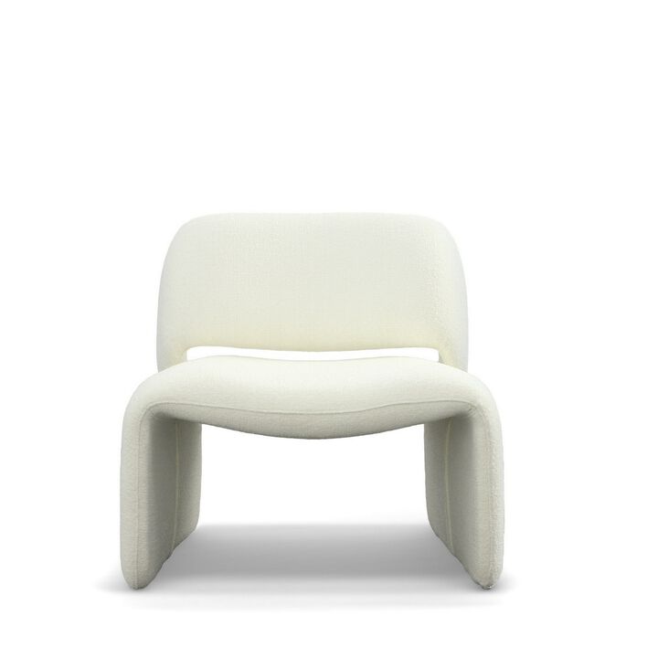 33 Inch Accent Chair, Gold Buttons, Winged Back, Off White Upholstery - Benzara