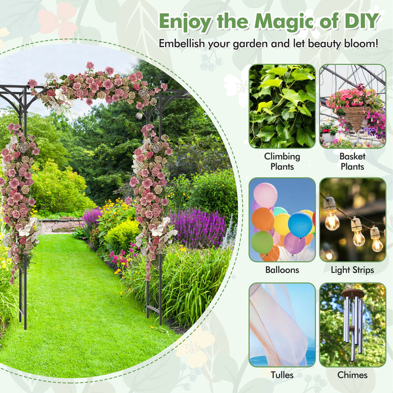 6.8 Feet Garden Arbor with Trellises for Climbing Plant Vine Rose