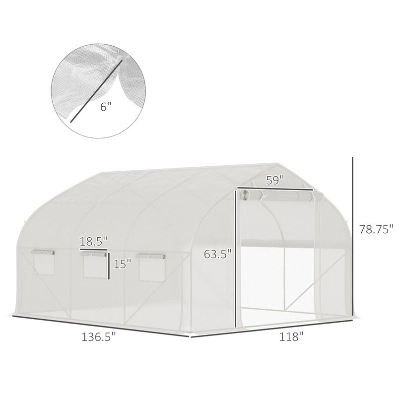 Greenhouse Structure: 11.5' Tunnel with Steel Hoops & Mesh Door
