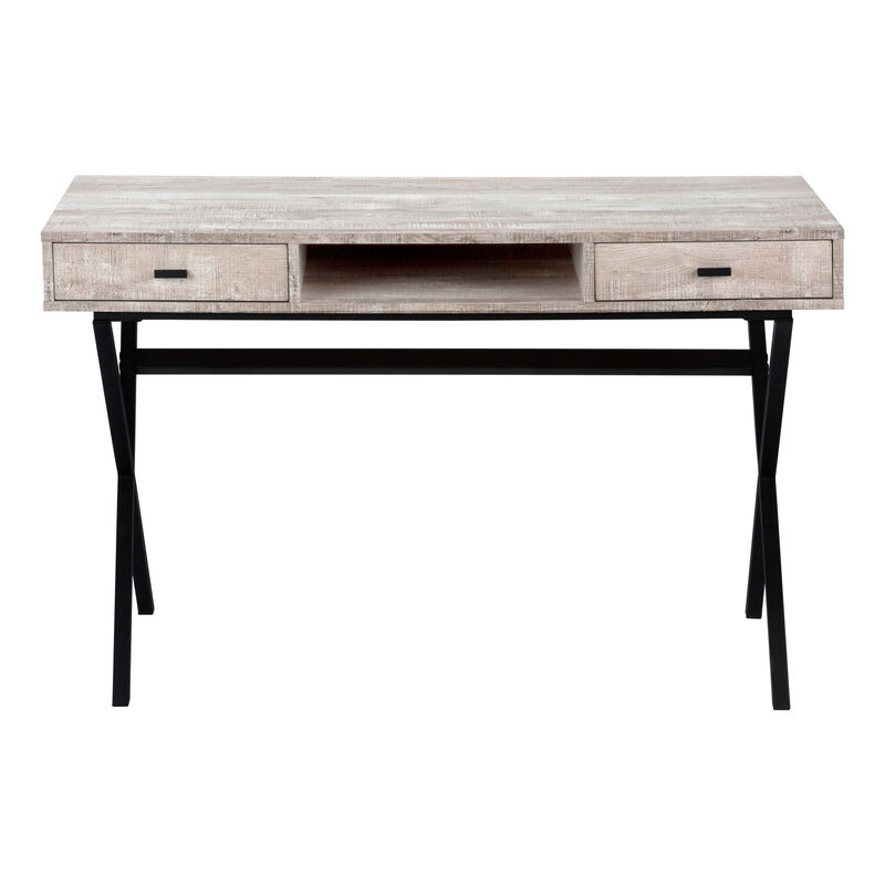 Monarch Specialties I 7449 Computer Desk, Home Office, Laptop, Storage Drawers, 48"L, Work, Metal, Laminate, Beige, Black, Contemporary, Modern