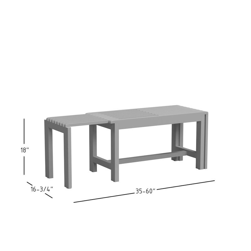 Jofran Bradford Modern Extendable Solid Mango Hardwood Bench
